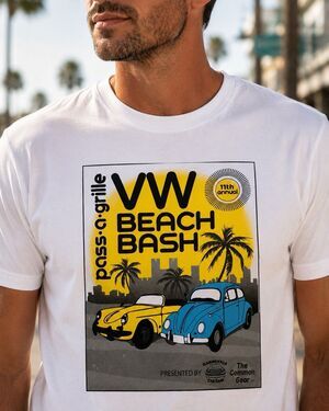 VW Beach Bash Pass-A-Grille Florida T-Shirt Medium White Volkswagen Car Show Tee